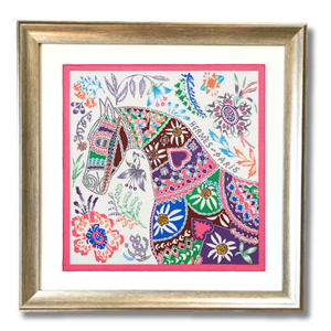 En Attendant Ulysse Framed Vintage Silk Scarf 24"