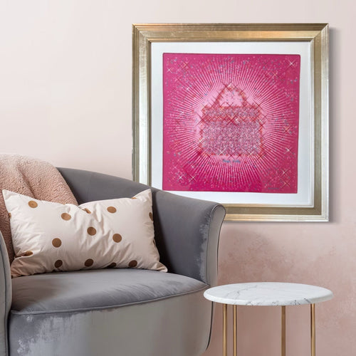 Magic Kelly Pink Framed Vintage Silk Scarf 24"