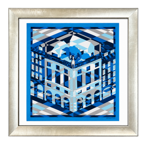 Faubourg en Perspective Framed Vintage Silk Scarf 24"
