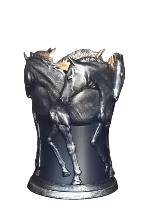 Horses, Silver Wax And Oil Warmer Electric Decorative Warmer PLUS 3 Pack Replacement Bulbs