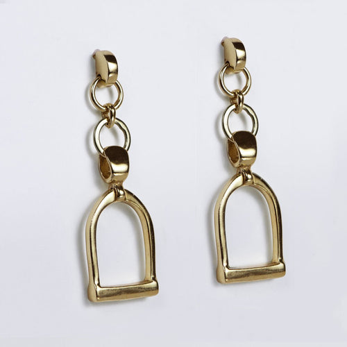 Langley - Equestrian Double Riding Stirrup Necklace in Gold