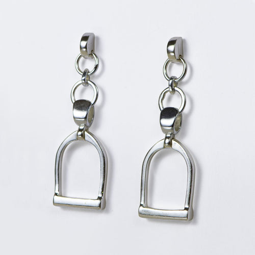 Langley - Equestrian Double Riding Stirrup Necklace in Silver