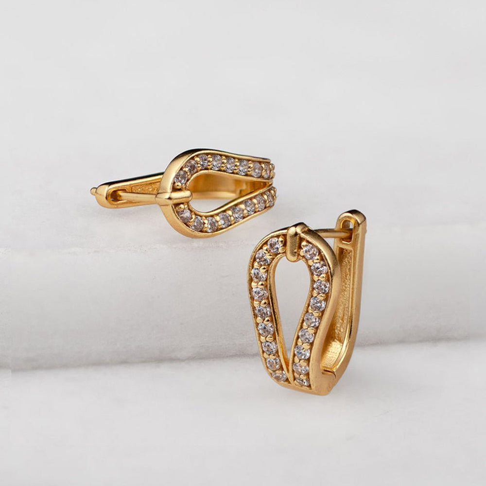 Levade - Moissanite Clear Stone 14K Gold vermeil Horseshoe Earring