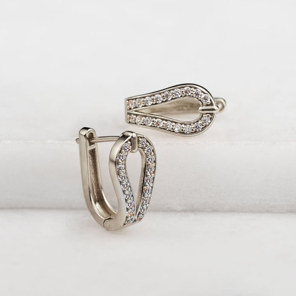 Levade - Moissanite Clear Stone Sterling Silver Horseshoe Earring