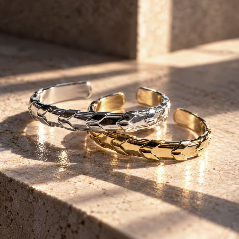 Lexington - Equestrian Laced Rein Wrist Cuff in Gold or Silver