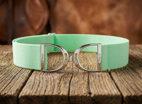 PaisleyEQ Stirrup Buckle Belt-Mint Green Sparkle