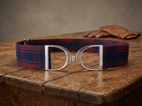 PaisleyEQ Stirrup Buckle Belt-Navy & Black Plaid