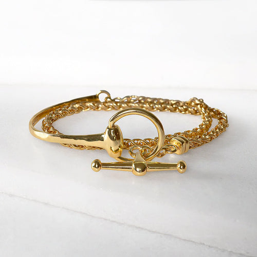 Odeza - Stylized Horse Bit Bracelet in Gold & Black