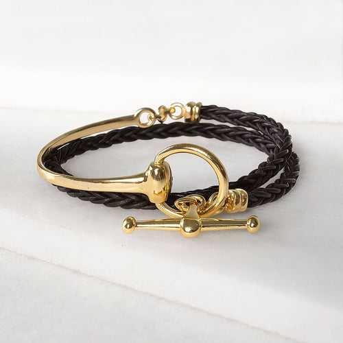 Odeza - Stylized Horse Bit Bracelet in Gold & Black