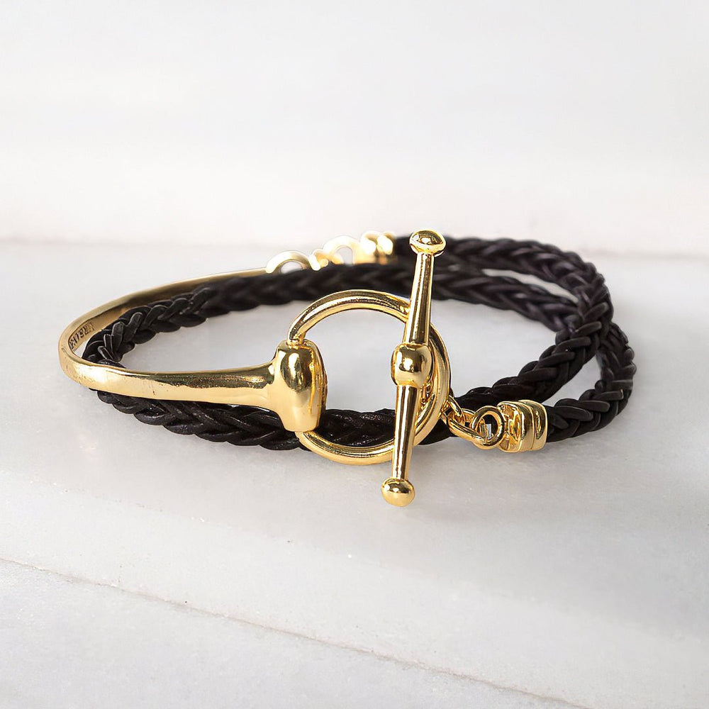 Odeza - Stylized Horse Bit Bracelet in Gold & Black