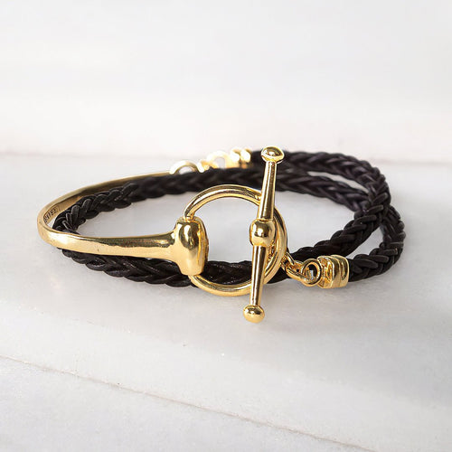 Odeza - Stylized Horse Bit Bracelet in Gold & Black
