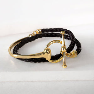 Odeza - Stylized Horse Bit Bracelet in Gold & Black
