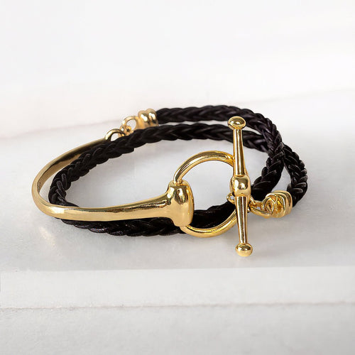 Odeza - Stylized Horse Bit Bracelet in Gold & Black