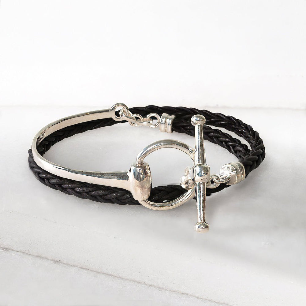 Odeza - Stylized Horse Bit Bracelet in Silver & Black