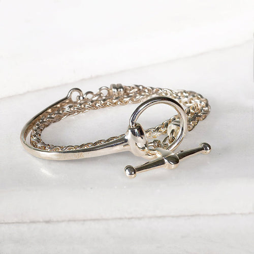 Odeza - Stylized Horse Bit Bracelet in Silver & Black