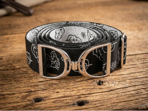 PaisleyEQ Stirrup Buckle Belt-B&W Fall Foliage Sparkle