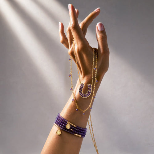 Prism - Amethyst Horseshoe Coin Equestrian Bracelet