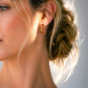 Prism - Carnelian Pave Horseshoe Earring