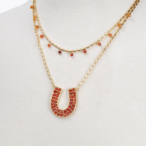 Prism - Carnelian Pave Horseshoe Earring