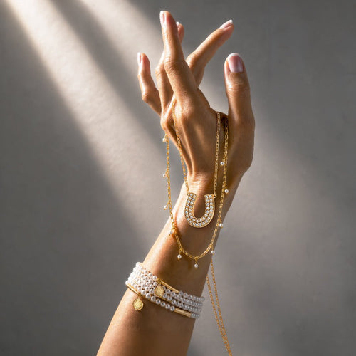 Prism - Pearl Horseshoe Coin Equestrian Bracelet