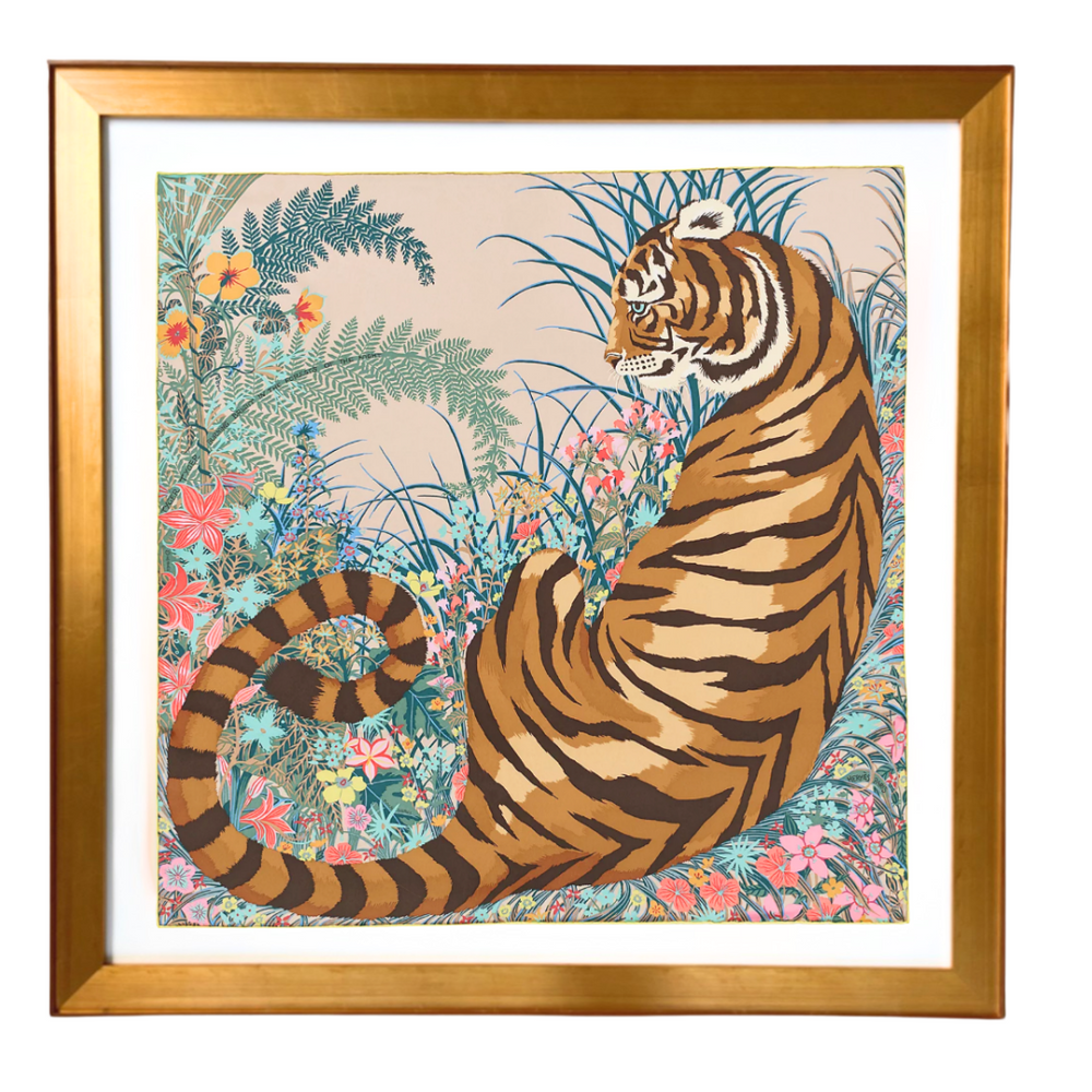 Tyger Tyger Framed Vintage Silk Scarf 32"