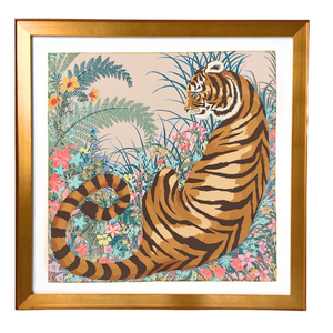 Tyger Tyger Framed Vintage Silk Scarf 32"